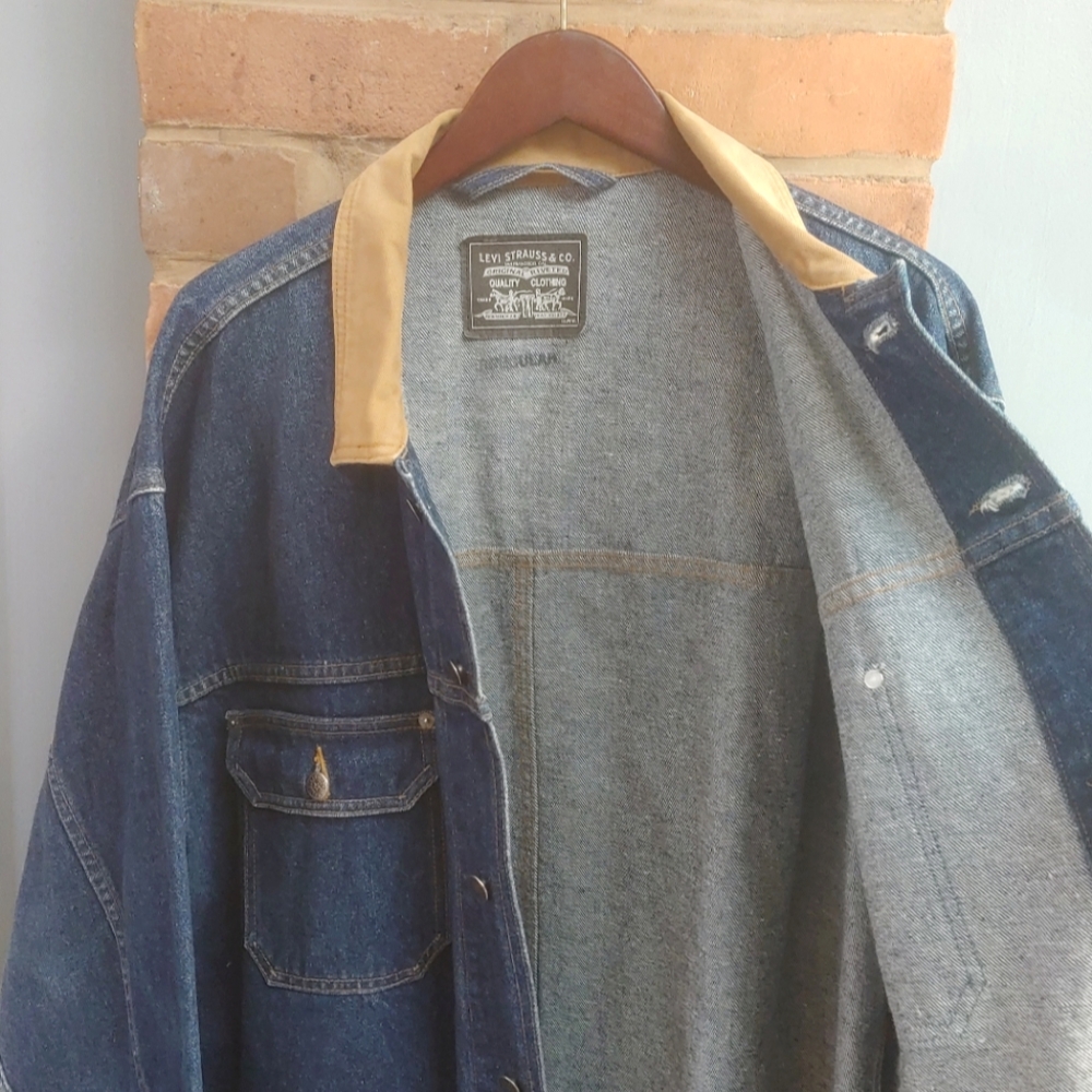 Rare Vintage 80's Levi's Blue Denim Chore Jacket Men's Size XL Made In Canada - Picture 5 of 15